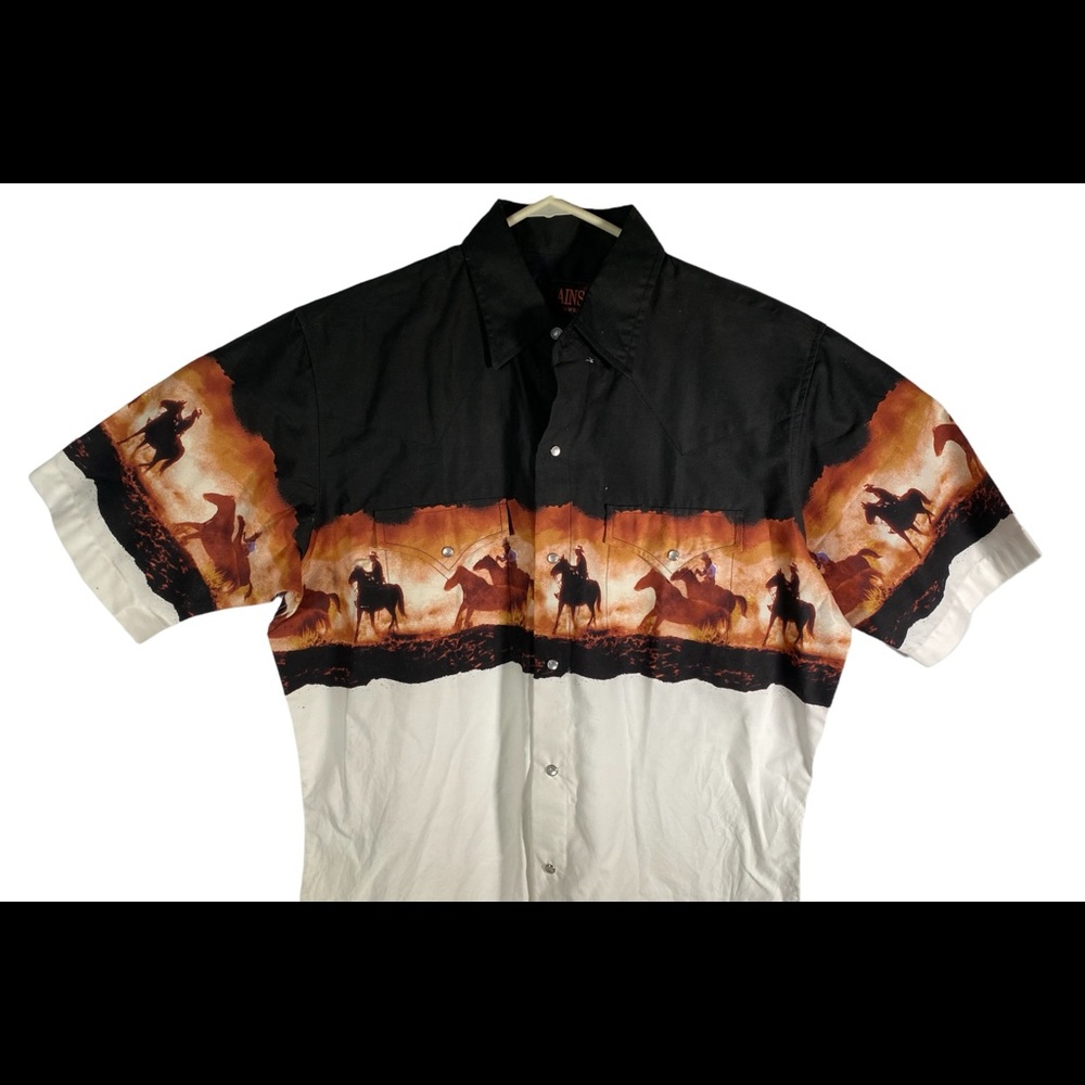 Men’s Western Plains Wear Button Up Pearl Snap Short Sleeve Cowboy Shirt Size M - Picture 3 of 9